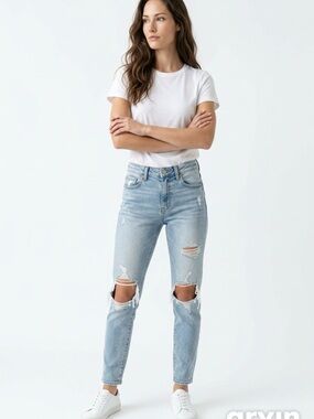 American Eagle Outfitters Blue Distressed/Destroyed Skinny Jegging Jeans, Sz 2